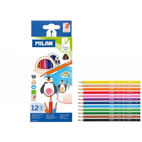 Kredki ołówkowe Milan 12 kol. (722312) Kredki ołówkowe Milan 12 kol. (722312)