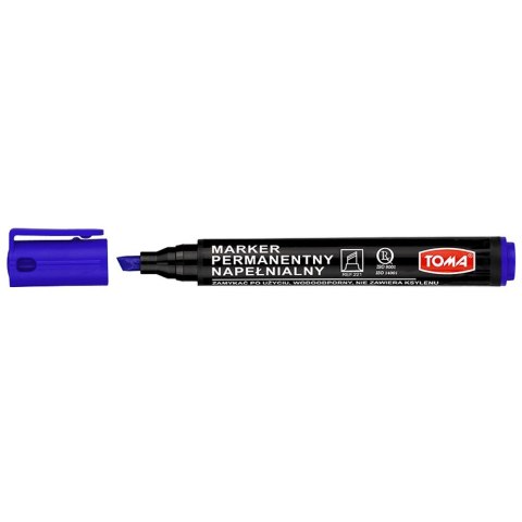 Marker permanentny Toma, niebieski 1,0-5,0mm ścięta końcówka Marker permanentny Toma, niebieski 1,0-5,0mm ścięta końcówka