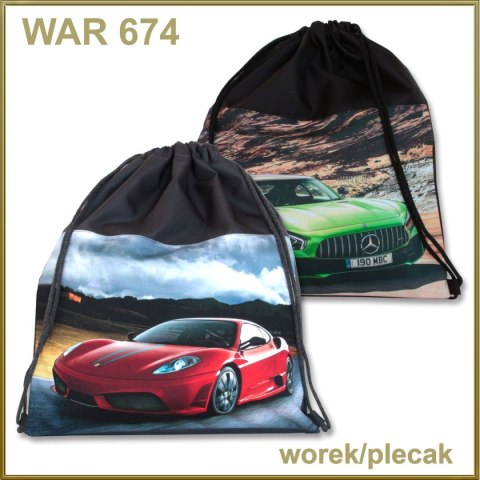 Plecak (worek) na sznurkach Warta Auta mix (WAR-674) Plecak (worek) na sznurkach Warta Auta mix (WAR-674)