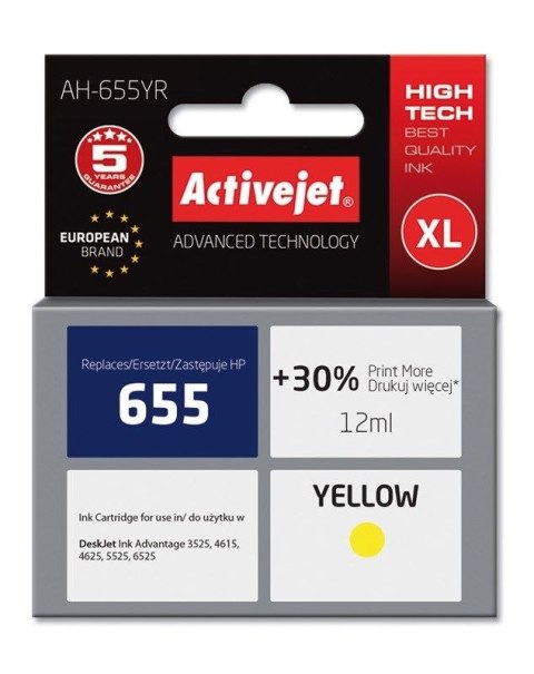 Tusz (cartridge) alternatywny Activejet HP 655 CZ112AE żółty (EXPACJAHP0217) Tusz (cartridge) alternatywny Activejet HP 655 CZ112AE żółty (EXPACJAHP0217)