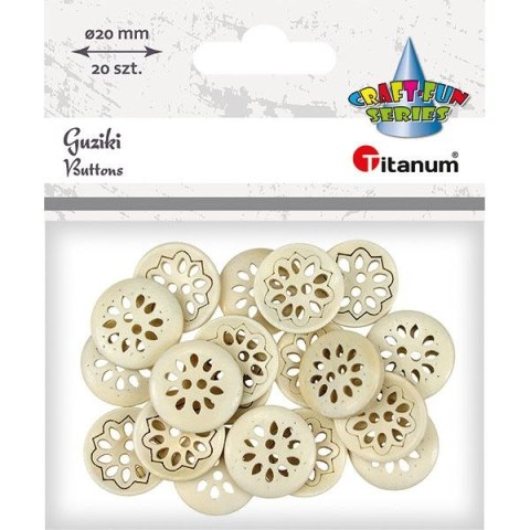Guziki Titanum Craft-Fun Series 20mm, ażurowe naturalny 20 szt (WDY216) Guziki Titanum Craft-Fun Series 20mm, ażurowe naturalny 20 szt (WDY216)