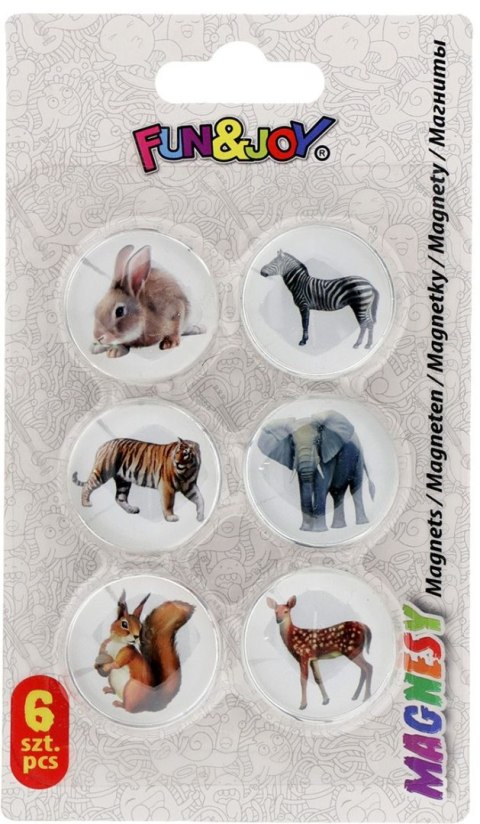 Magnes Fun&Joy ZWIERZĘTA okrągły mix śr. 30mm 6 sztuk Magnes Fun&Joy ZWIERZĘTA okrągły mix śr. 30mm 6 sztuk
