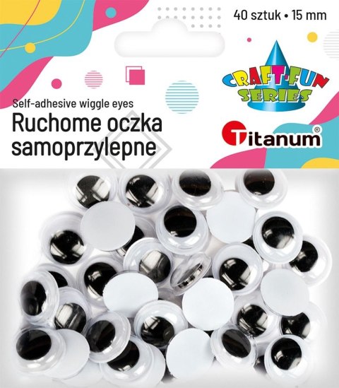 Oczka Titanum Craft-Fun Series samoprzylepne 15mm 40 szt Oczka Titanum Craft-Fun Series samoprzylepne 15mm 40 szt