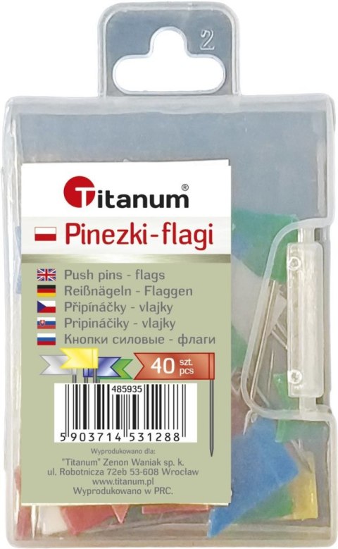 Pinezki Titanum plastikowe flagi kolor: mix 40 szt Pinezki Titanum plastikowe flagi kolor: mix 40 szt