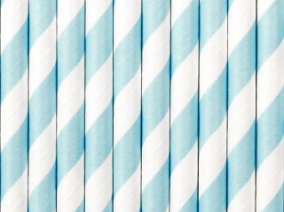 Słomka Partydeco papierowe, błękit, 19,5cm 10 szt (SPP1-011)
