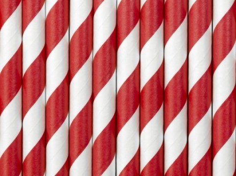 Słomka Partydeco papierowe czerwone w paski 10 szt (SPP1-007) Słomka Partydeco papierowe czerwone w paski 10 szt (SPP1-007)