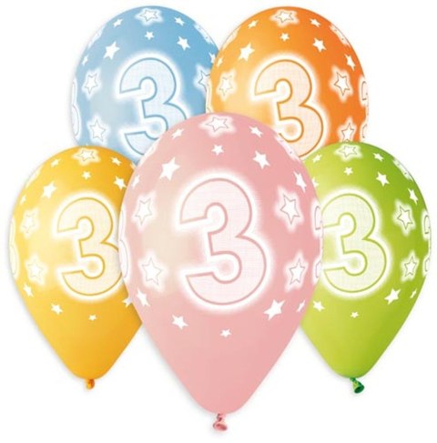 Balon gumowy Godan Premium Hel z nadrukiem 3, 13 cali/5 sztuk mix 330mm 13cal (GS120/3) Balon gumowy Godan Premium Hel z nadrukiem 3, 13 cali/5 sztuk mix 330mm 13cal (GS120/3)