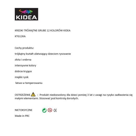 Kredki ołówkowe Kidea Kidea 12 kol. (KTG12KA) Kredki ołówkowe Kidea Kidea 12 kol. (KTG12KA)