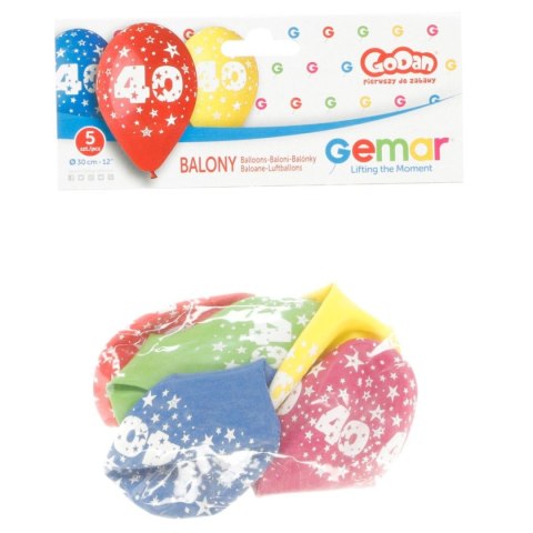 Balon gumowy Godan Z NADRUKIEM 5 szt mix 12cal (GS110/40) Balon gumowy Godan Z NADRUKIEM 5 szt mix 12cal (GS110/40)