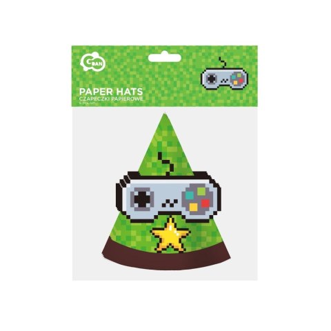 Czapka party Godan Game On 6 szt. zielony papier (PF-CPGO) Czapka party Godan Game On 6 szt. zielony papier (PF-CPGO)