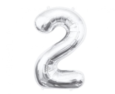 Balon foliowy Godan Cyfra 2, srebrna, 85 cm 85cal (BC-HSR2) Balon foliowy Godan Cyfra 2, srebrna, 85 cm 85cal (BC-HSR2)