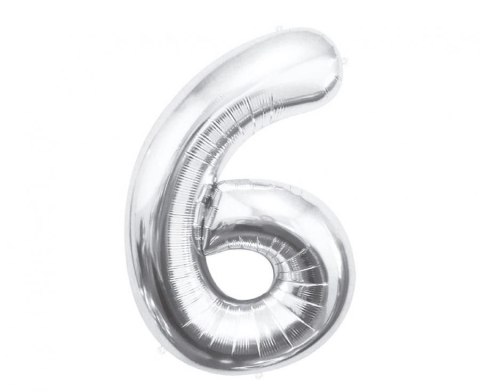Balon foliowy Godan Cyfra 6, srebrna, 85 cm 85cal (BC-HSR6) Balon foliowy Godan Cyfra 6, srebrna, 85 cm 85cal (BC-HSR6)