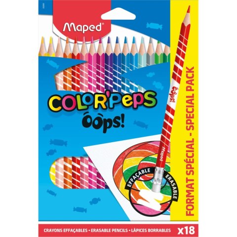 Kredki ołówkowe Maped Colorpeps OOPS ŚCIERALNE 18 kol. (832800) Kredki ołówkowe Maped Colorpeps OOPS ŚCIERALNE 18 kol. (832800)