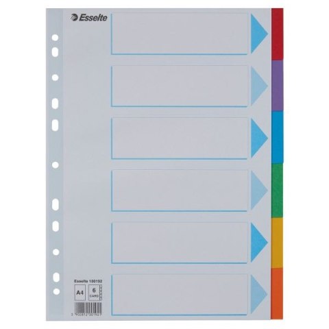 Przekładka czysta Esselte MULTIPERFOROWANE A4 mix kolorów 160g 6k (100192) Przekładka czysta Esselte MULTIPERFOROWANE A4 mix kolorów 160g 6k (100192)