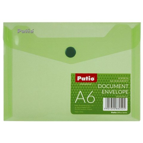 Teczka plastikowa na guzik A6 zielona Patio (PAT6133A/N/15) Teczka plastikowa na guzik A6 zielona Patio (PAT6133A/N/15)