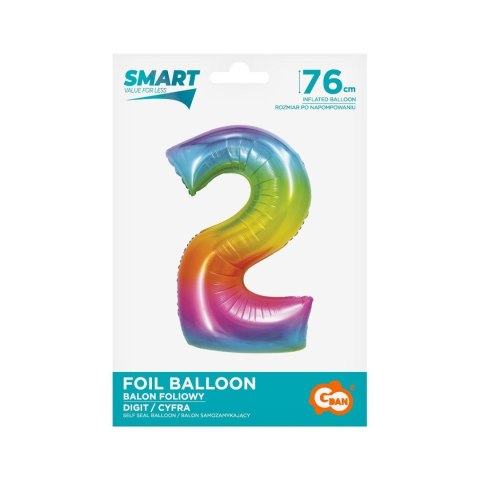 Balon foliowy Godan Smart cyfra 2 tęcza 76cm (CH-STC2) Balon foliowy Godan Smart cyfra 2 tęcza 76cm (CH-STC2)