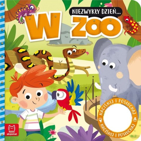Książeczka edukacyjna Aksjomat Niezwykły dzień? W zoo. Książeczka z dźwiękiem Książeczka edukacyjna Aksjomat Niezwykły dzień? W zoo. Książeczka z dźwiękiem