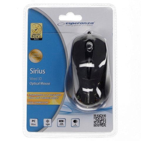Mysz Esperanza EM102k Sirius 3D czarny (em102k) Mysz Esperanza EM102k Sirius 3D czarny (em102k)