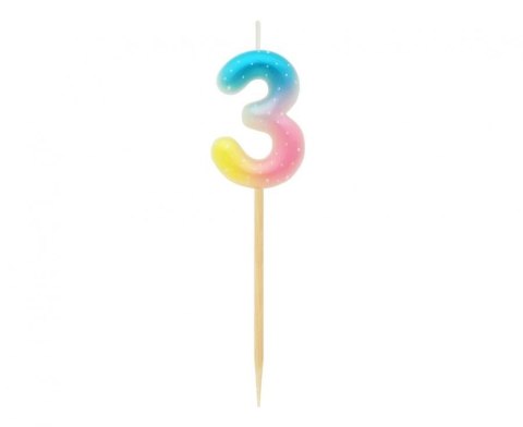 Świeczka urodzinowa Godan piker cyferka 3, ombre, pastelowa (SF-POP3) Świeczka urodzinowa Godan piker cyferka 3, ombre, pastelowa (SF-POP3)