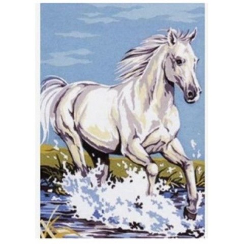 Zestaw kreatywny Norimpex malowanie po numerach -biały koń w galopie po falach 40x50cm (NO-1007587) Zestaw kreatywny Norimpex malowanie po numerach -biały koń w galopie po falach 40x50cm (NO-1007587)