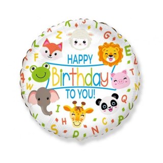 Balon foliowy Godan Happy Birthday, zwierzątka 18cal (B401609)