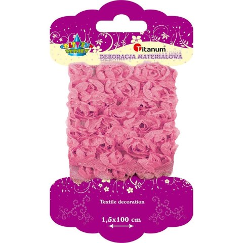 Ozdoba materiałowa Titanum Craft-Fun Series materiałowe róże na tiulowej tasiemce (D22) Ozdoba materiałowa Titanum Craft-Fun Series materiałowe róże na tiulowej tasiemce (D22)