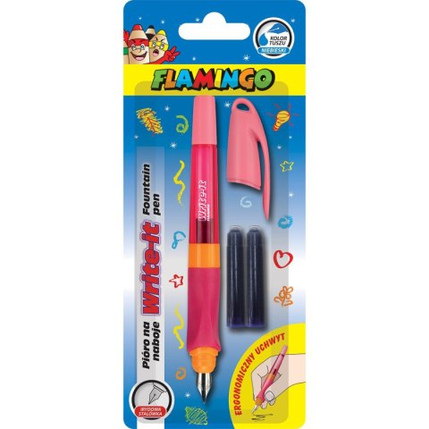 Pióro na naboje Write-it Flamingo różowe + 2 naboje Pióro na naboje Write-it Flamingo różowe + 2 naboje