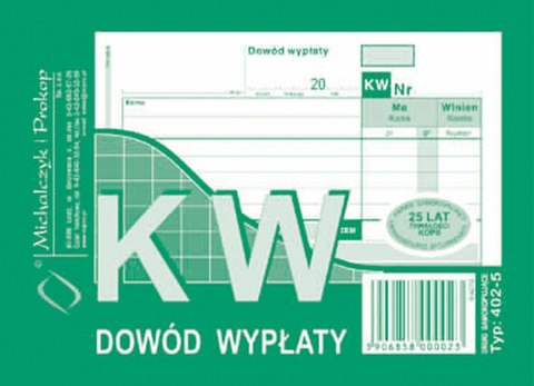 Druk samokopiujący Michalczyk i Prokop KW Dowód wypłaty A6 80k. (402-5) Druk samokopiujący Michalczyk i Prokop KW Dowód wypłaty A6 80k. (402-5)