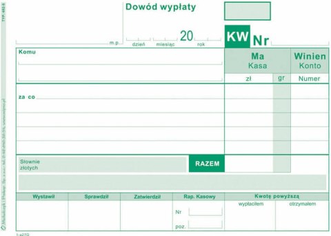 Druk samokopiujący Michalczyk i Prokop KW Dowód wypłaty A6 80k. (402-5) Druk samokopiujący Michalczyk i Prokop KW Dowód wypłaty A6 80k. (402-5)