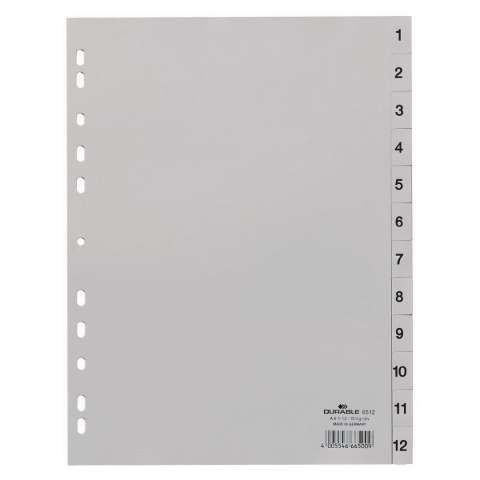 Przekładka numeryczna Durable szare PP 1-12 A4 szara (651210) Przekładka numeryczna Durable szare PP 1-12 A4 szara (651210)