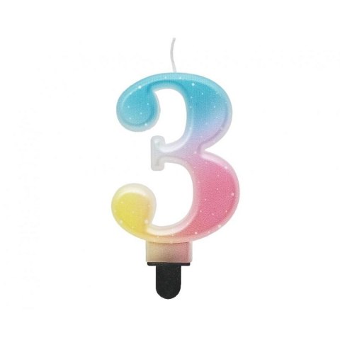 Świeczka urodzinowa Godan cyferka 3, ombre, pastelowa, 8 cm (SF-OPA3) Świeczka urodzinowa Godan cyferka 3, ombre, pastelowa, 8 cm (SF-OPA3)