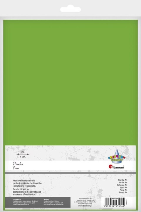 Arkusz piankowy Titanum Craft-Fun Series pianka dekoracyjna A4 5 szt. kolor: zielona 5 ark. (6123) Arkusz piankowy Titanum Craft-Fun Series pianka dekoracyjna A4 5 szt. kolor: zielona 5 ark. (6123)