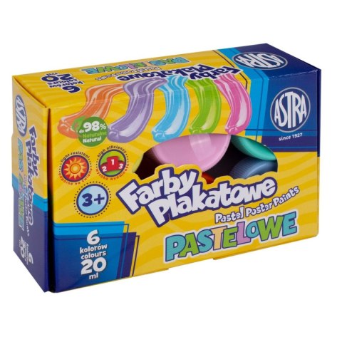 Farby plakatowe Astra pastelowe kolor: mix 20ml 6 kolor. (301121001) Farby plakatowe Astra pastelowe kolor: mix 20ml 6 kolor. (301121001)