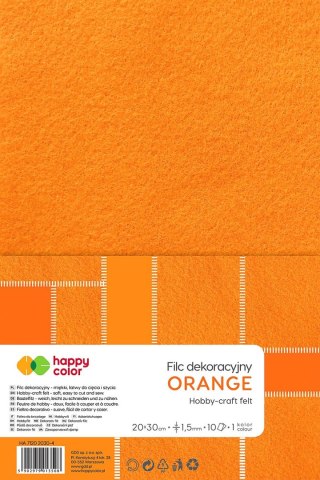 Filc Happy Color kolor: pomarańczowy 10 ark. [mm:] 200x300 (HA 7150 2030-4)