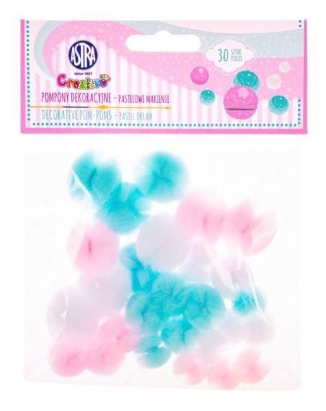 Pompony Creatinio pastelowe koronkowe pastelowy 30 szt (335122008) Pompony Creatinio pastelowe koronkowe pastelowy 30 szt (335122008)