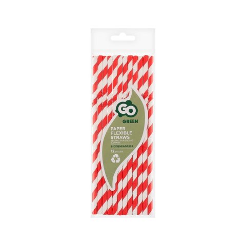 Słomka Godan papierowe, łamane, czerwone paski 6x200 mm/12szt. 12 szt (RP-LC12) Słomka Godan papierowe, łamane, czerwone paski 6x200 mm/12szt. 12 szt (RP-LC12)