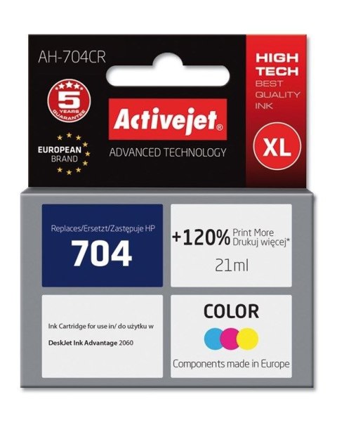 Tusz (cartridge) alternatywny Activejet HP 704 CN692 mix 21ml (EXPACJAHP0145) Tusz (cartridge) alternatywny Activejet HP 704 CN692 mix 21ml (EXPACJAHP0145)