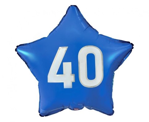 Balon foliowy Godan gwiazda niebieska, nadruk biały 40 19cal (FG-G40B)