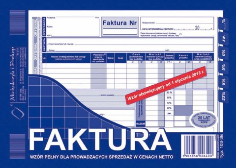 Druk samokopiujący Michalczyk i Prokop Faktura VAT A5 80k. (103-3E) Druk samokopiujący Michalczyk i Prokop Faktura VAT A5 80k. (103-3E)