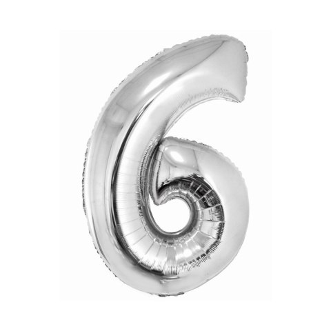 Balon foliowy Godan Smart cyfra 6 srebrna 76cm (CH-SSR6) Balon foliowy Godan Smart cyfra 6 srebrna 76cm (CH-SSR6)