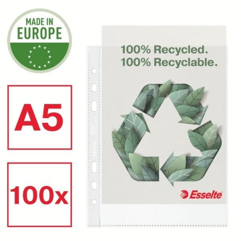 Koszulki na dokumenty Esselte Recycled groszkowe A5 kolor: bezbarwny typu U 70 mic. (627495)