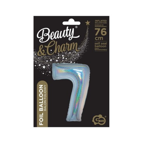 Balon foliowy Godan Beauty&Charm Cyfra 7 holograficzna 76cm (CH-BHS7) Balon foliowy Godan Beauty&Charm Cyfra 7 holograficzna 76cm (CH-BHS7)