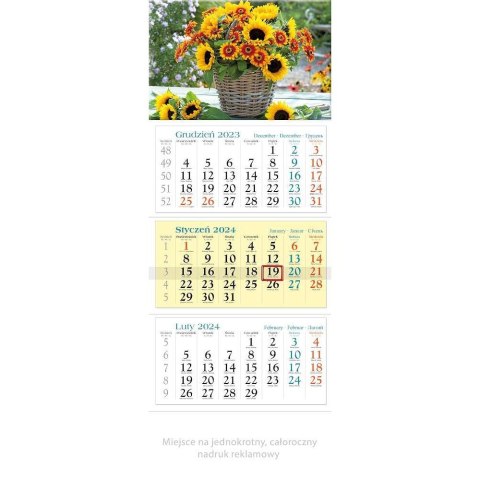 Kalendarz ścienny 5904844530865 Lucrum Trójdzielny 2024 KWIATY A5 320mm x 860mm (KT11) Kalendarz ścienny 5904844530865 Lucrum Trójdzielny 2024 KWIATY A5 320mm x 860mm (KT11)