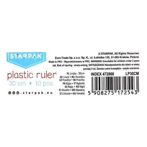 Linijka plastik Starpak 30cm (472865) Linijka plastik Starpak 30cm (472865)