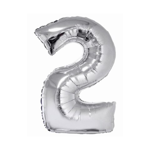 Balon foliowy Godan Smart cyfra 2 srebrna 76cm (CH-SSR2) Balon foliowy Godan Smart cyfra 2 srebrna 76cm (CH-SSR2)