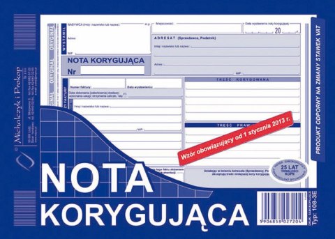Druk offsetowy Michalczyk i Prokop nota korygująca VAT netto pełna A5 A5 80k. (108-3) Druk offsetowy Michalczyk i Prokop nota korygująca VAT netto pełna A5 A5 80k. (108-3)
