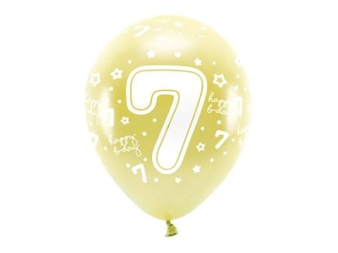 Balon gumowy Partydeco cyfra 7 (1 op. / 6 szt.) złoty 330mm (ECO33M-207-019J-6) Balon gumowy Partydeco cyfra 7 (1 op. / 6 szt.) złoty 330mm (ECO33M-207-019J-6)