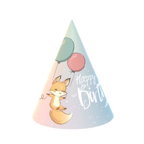 Czapka party Godan Happy Birthday Lisek 6 sztuk mix papier (PG-CHBL) Czapka party Godan Happy Birthday Lisek 6 sztuk mix papier (PG-CHBL)