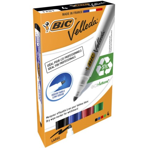 Marker suchościeralny Bic Velleda Ecolutions 1701 komplet 4 szt, mix 1,5mm okrągła końcówka (904941) Marker suchościeralny Bic Velleda Ecolutions 1701 komplet 4 szt, mix 1,5mm okrągła końcówka (904941)