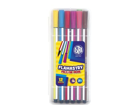 Flamastry heksagonalne Astra w plastikowym zamykanym boxie 12 kolorów (314115001) Flamastry heksagonalne Astra w plastikowym zamykanym boxie 12 kolorów (314115001)